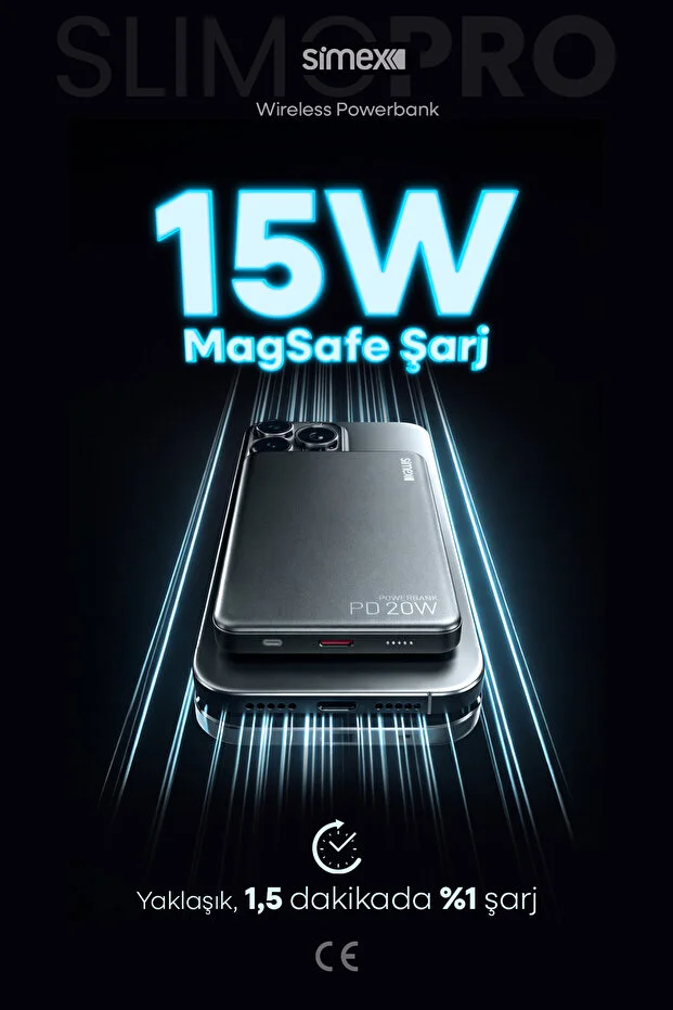 Simex Ultra Slim Magsafe Powerbank 5000 mAh - 20W PD Hızlı Şarj Taşınabilir Batarya